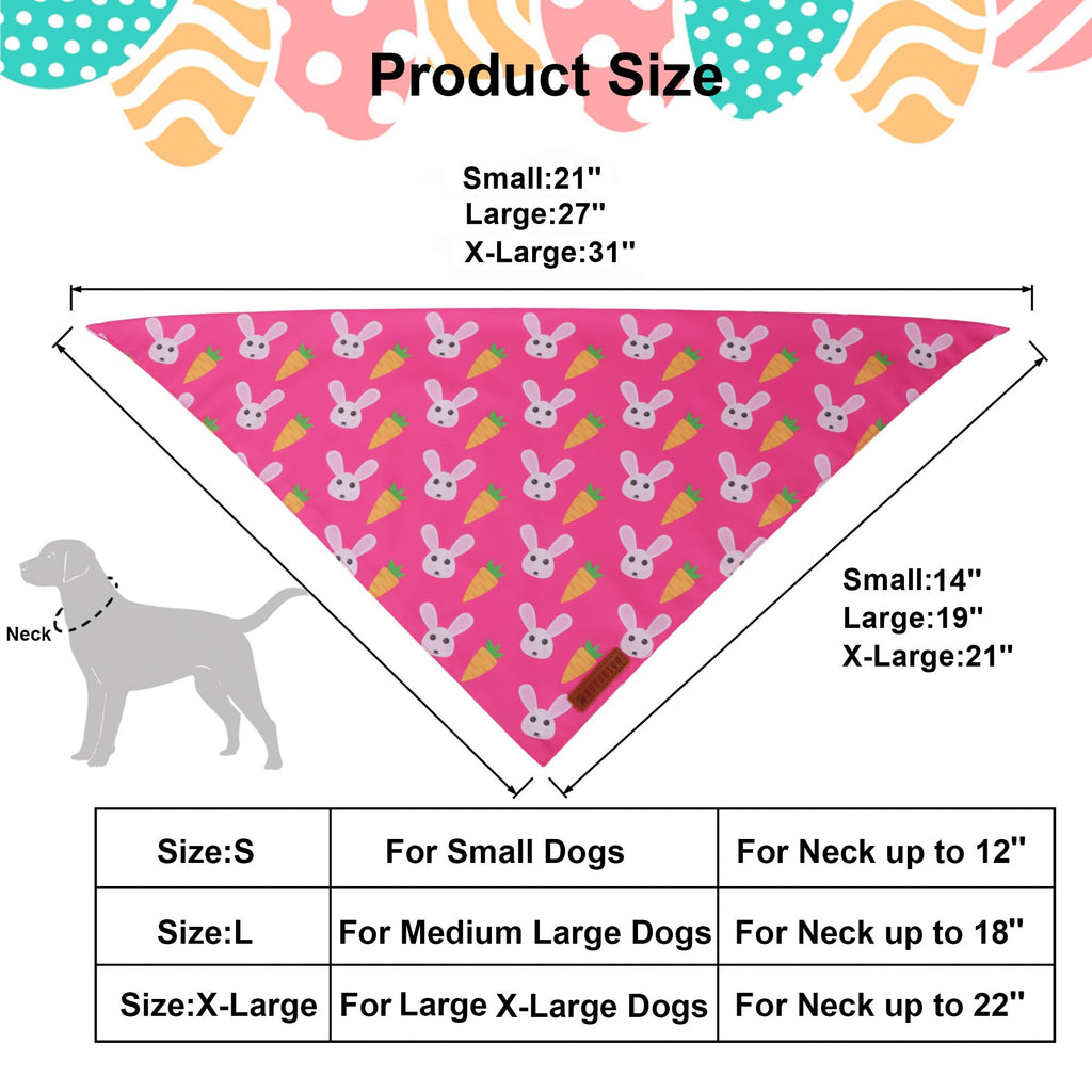 ADOGGYGO Easter Dog Bandana 2 Pack, Bunny Carrot Print Triangle Pet Scarf, Premium Fabric, Reversible Purple Pink Easter Bandana for Extra Large Dogs (X-Large)