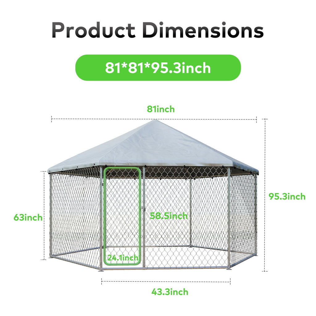 IronovaPets 6.8'x6.8' Large Dog Kennel,Dog Enclosure Outdoor with Roof