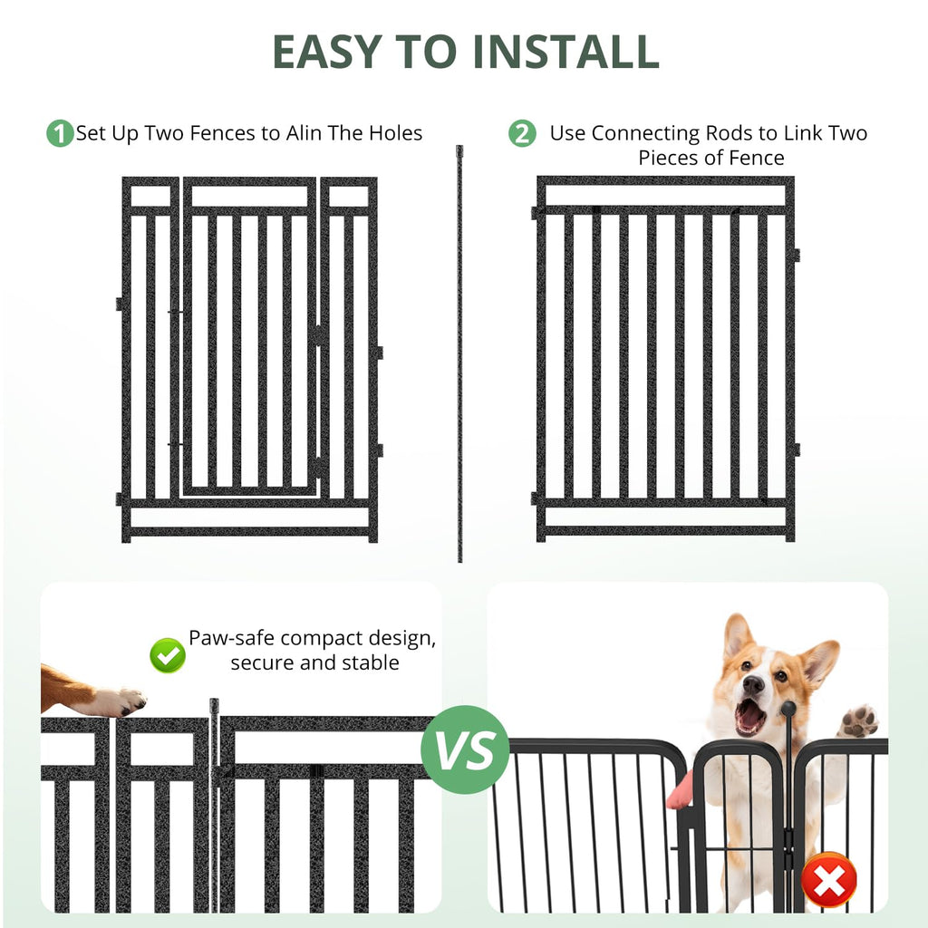 Petorldog Dog Playpen Metal Dog Fence Outdoor for Yard 32" Height 48 Panels Portable Dog Pen Pet Kennel for RV Camping(Black-Silver)