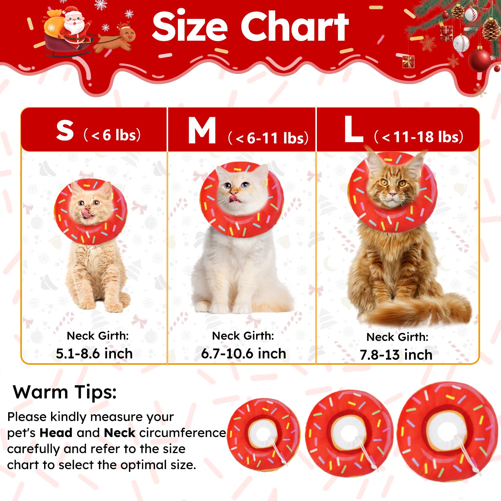 Hpetppy Cat Cone Collar Soft, Cat Recovery Collar for Wound Healing Cute Kitten Donut Adjustable Pet Cones to Stop Licking Comfortable Lightweight Neck Elizabethan Collars for Kittens After Surgery