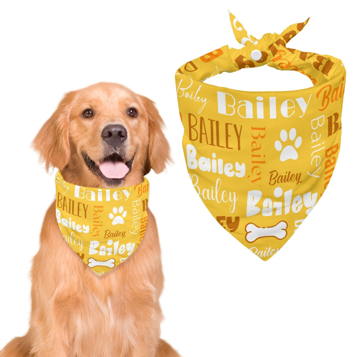 Personalized Dog Bandanas Custom Neckwear Name Button Anti-loosening