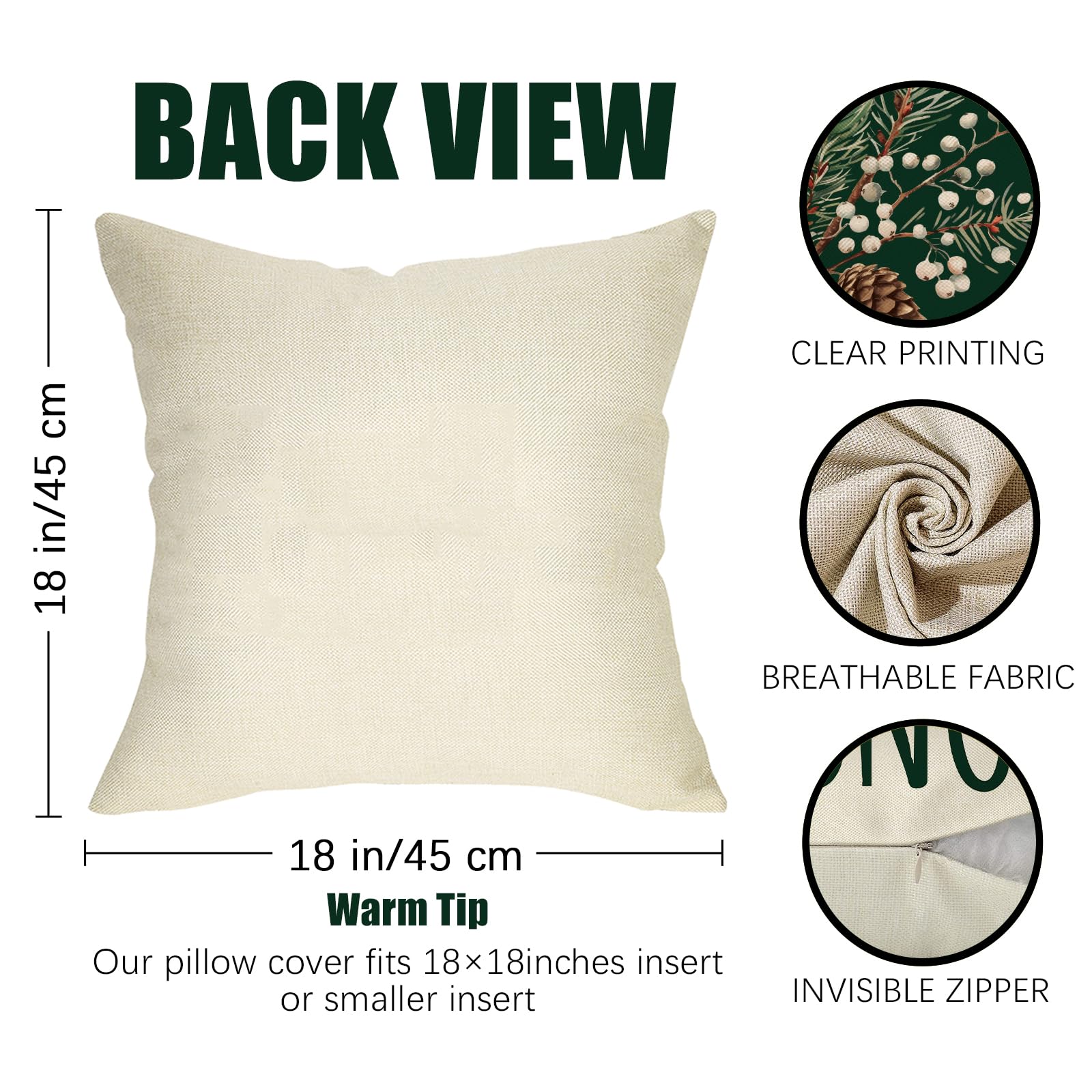 Fahrendom Winter Vibes Green Decorative Throw Pillow Covers