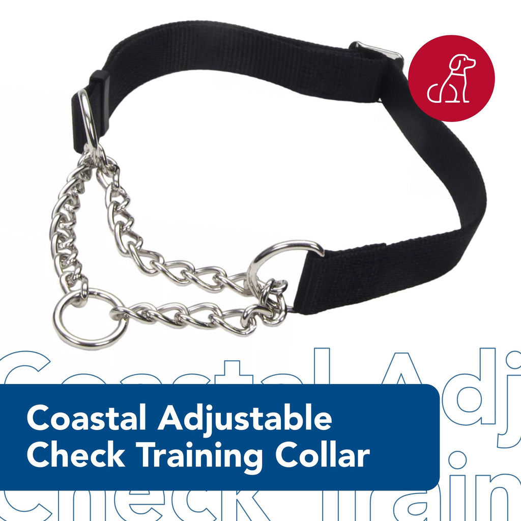 Coastal Pet - Check-Choke - Adjustable Check Training Collar for Dogs, Black, 3/4" x 14"-20"