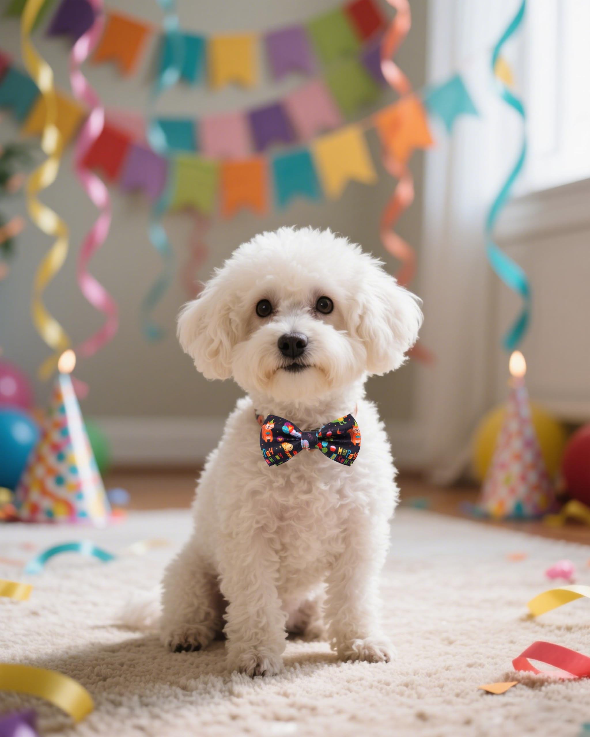 PET SHOW 5 Pack Happy Birthday Dog Bowties for Small Dogs Slide on Collar