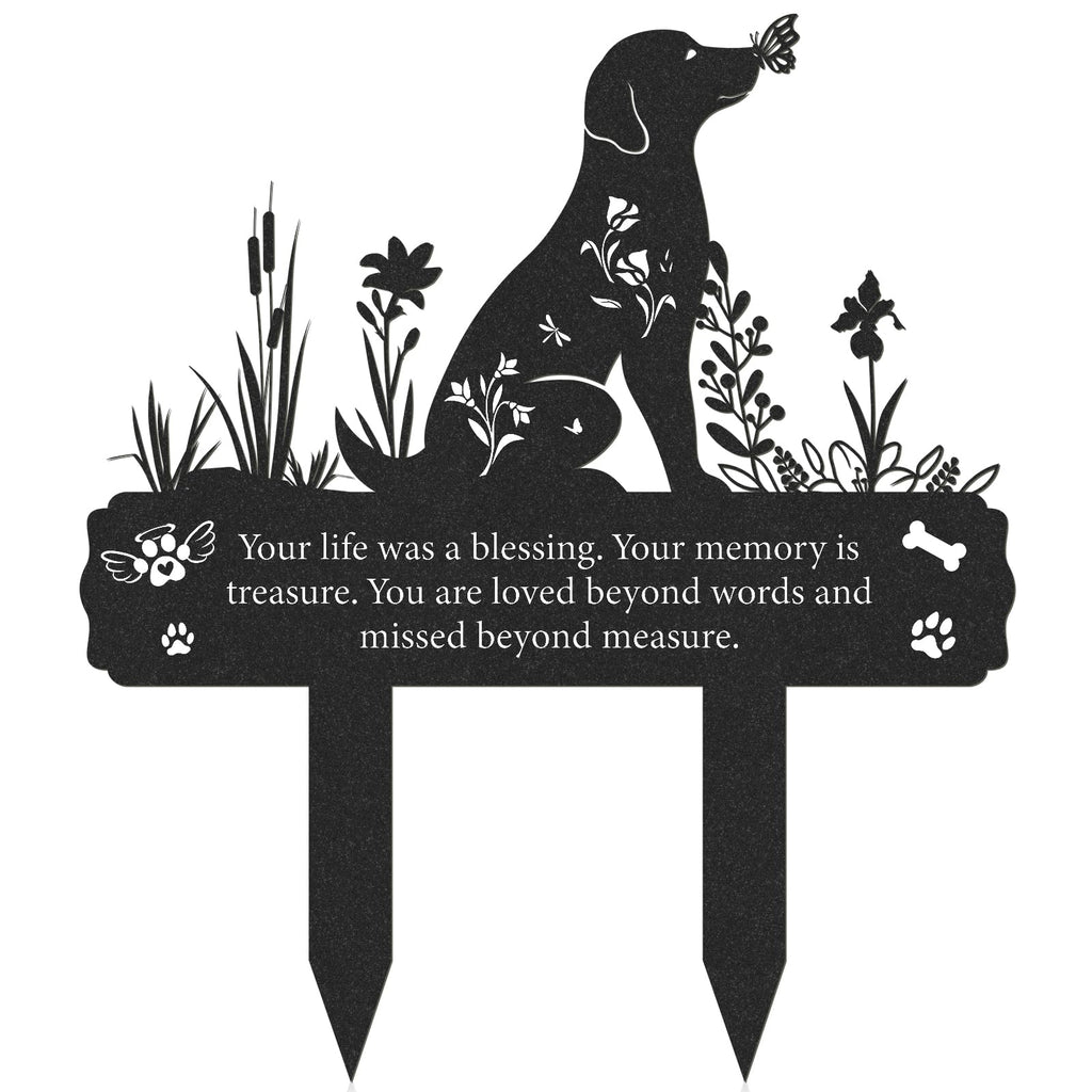 Rngmsi Dog Grave Marker 12 X 14.5 Inches Pet Memorial Garden Black Silhouette