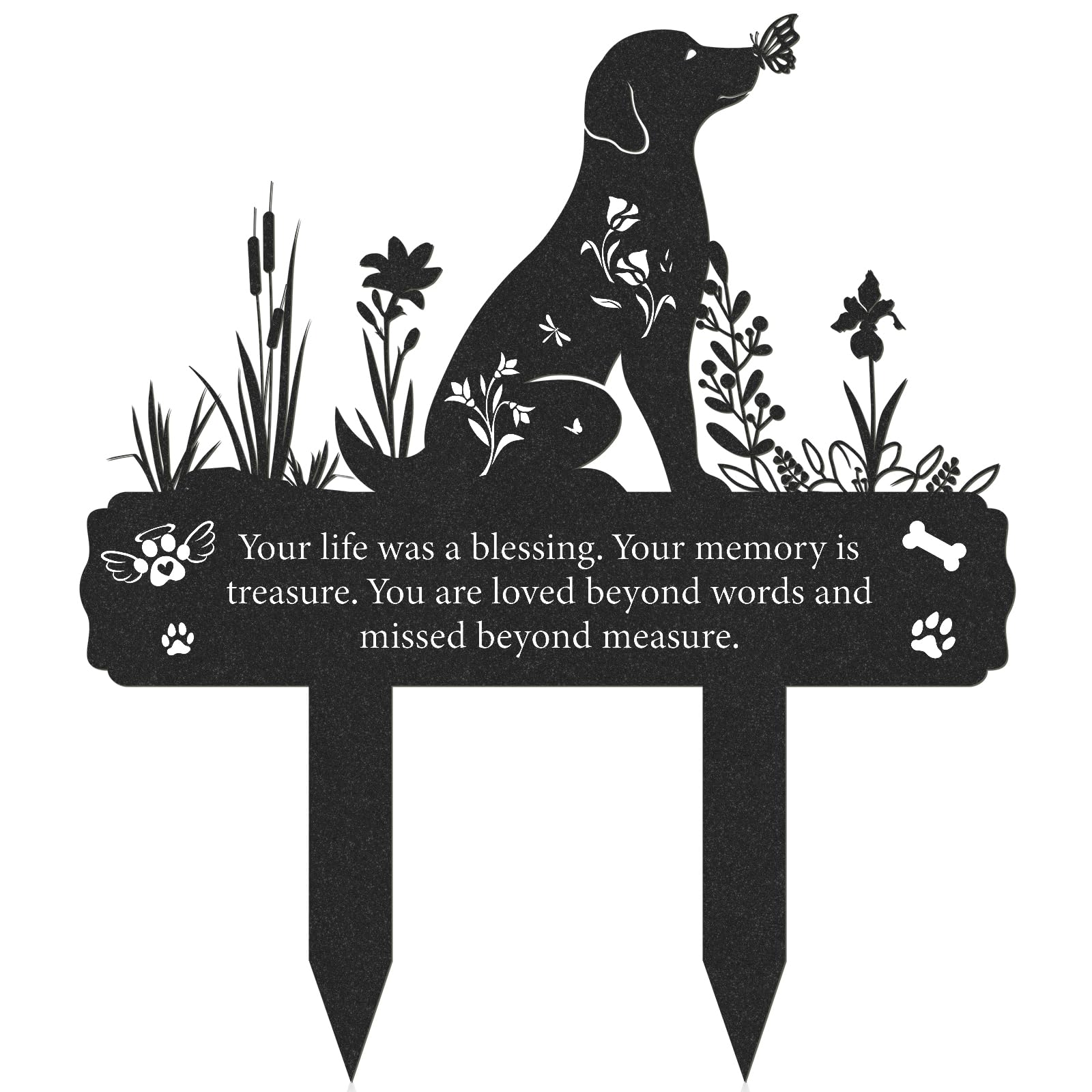 Rngmsi Dog Grave Marker 12 X 14.5 Inches Pet Memorial Garden Black Silhouette