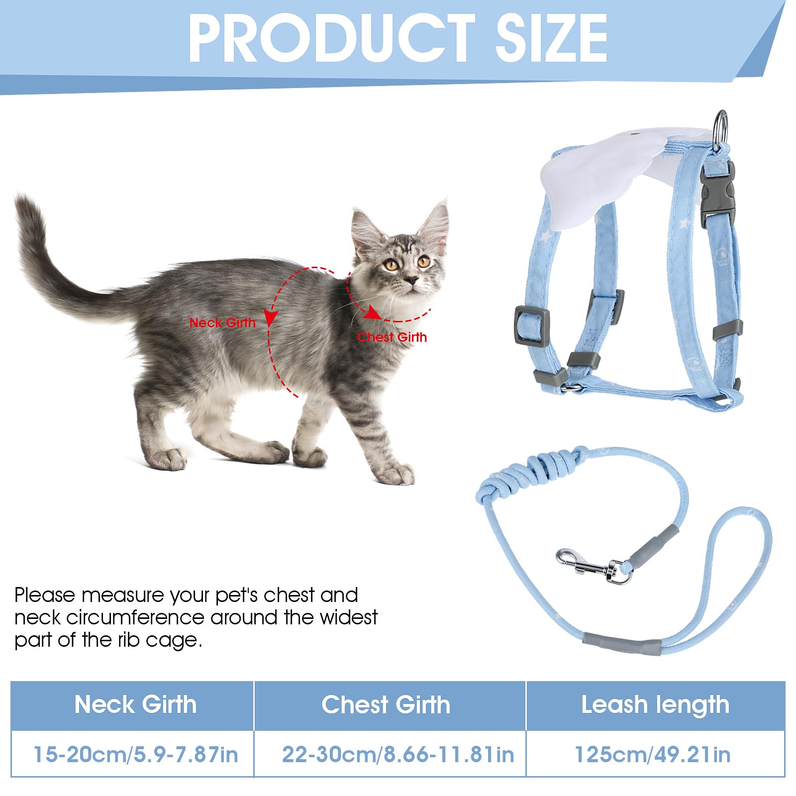 TIESOME Cat Harness and Leash Set, Adjustable Gradient Kitten Harness