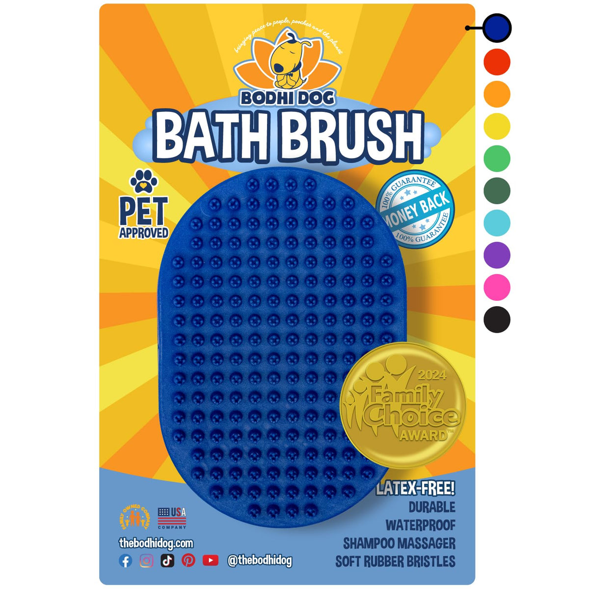 Bodhi Dog Shampoo Brush - Pet Grooming & Bath Supplies for Dogs and Cats - Bath Brush for Long & Short Hair - Premium Scrubber for Shower, Showerhead, Sprayer & Bathing (One Pack, Purple)