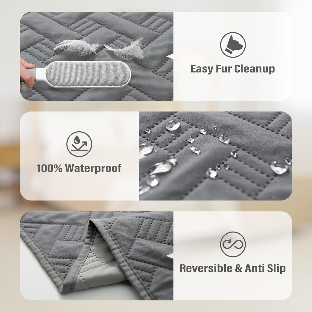 BOCTOPUG Dog Bed Cover for Pets Blankets Rug Pads for Couch Protection Waterproof Bed Covers Dog Blanket Furniture Protector Reusable Changing Pad (Dark Grey+Light Grey, 82"x102")