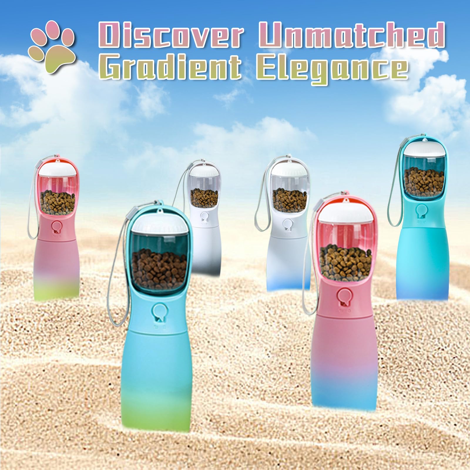 MITOCAPY Dog Water Bottle Portable, 19Oz Large Capacity Dog Water Dispenser, Food Grade Pet Accessories for Small Dogs Large Breed, Travel Pet Water Bowl for Outdoor, Dog Birthday Gifts (Pink&Green)