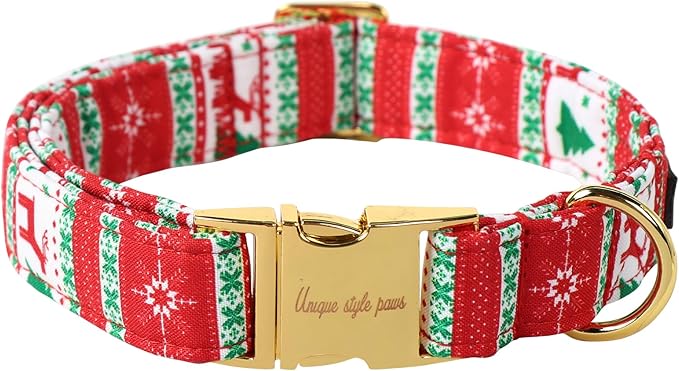 Unique style paws Dog Collar Metal Buckle Collar for Autumn Winter Christmas for Small Medium Large Boys Girls Dogs — S