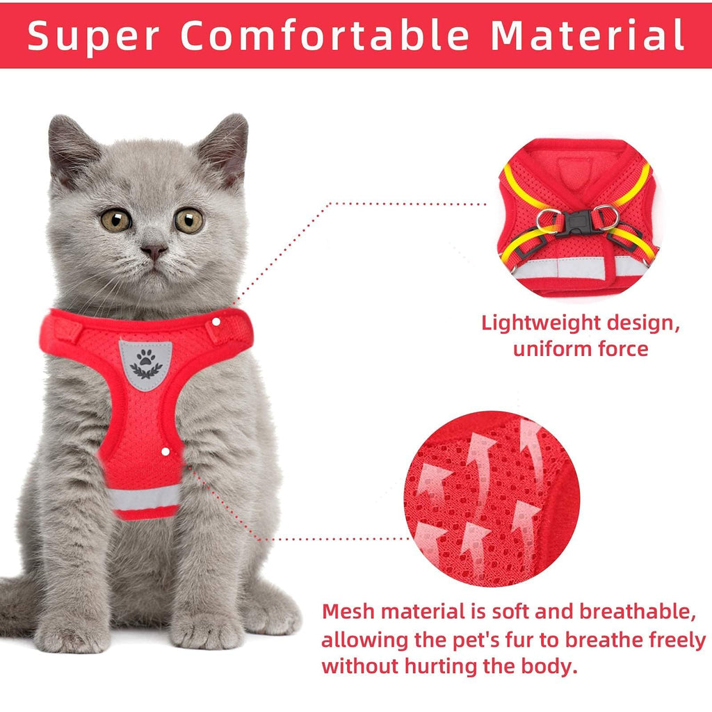 NCMAMA Cat Vest Harness and Leash Set, Escape Proof Kitten Harness Red XS