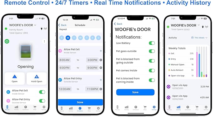 Power Pet WiFi Automatic Electronic Pet Door by High Tech Pet - Pet Operated Dog Door, App Control, 24/7 Scheduling, Secure, Air Tight, for Large Dogs (30-100 lbs.) Door Mount, Easy Install - PX2-WIFI