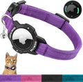 Luminous AirTag Cat Collar Breakaway, OUCWLTAG GPS Cat Collar with Apple Air Tag Holder, Cat Tracker Collars with Safety Elastic Band for Girl Boy Cats