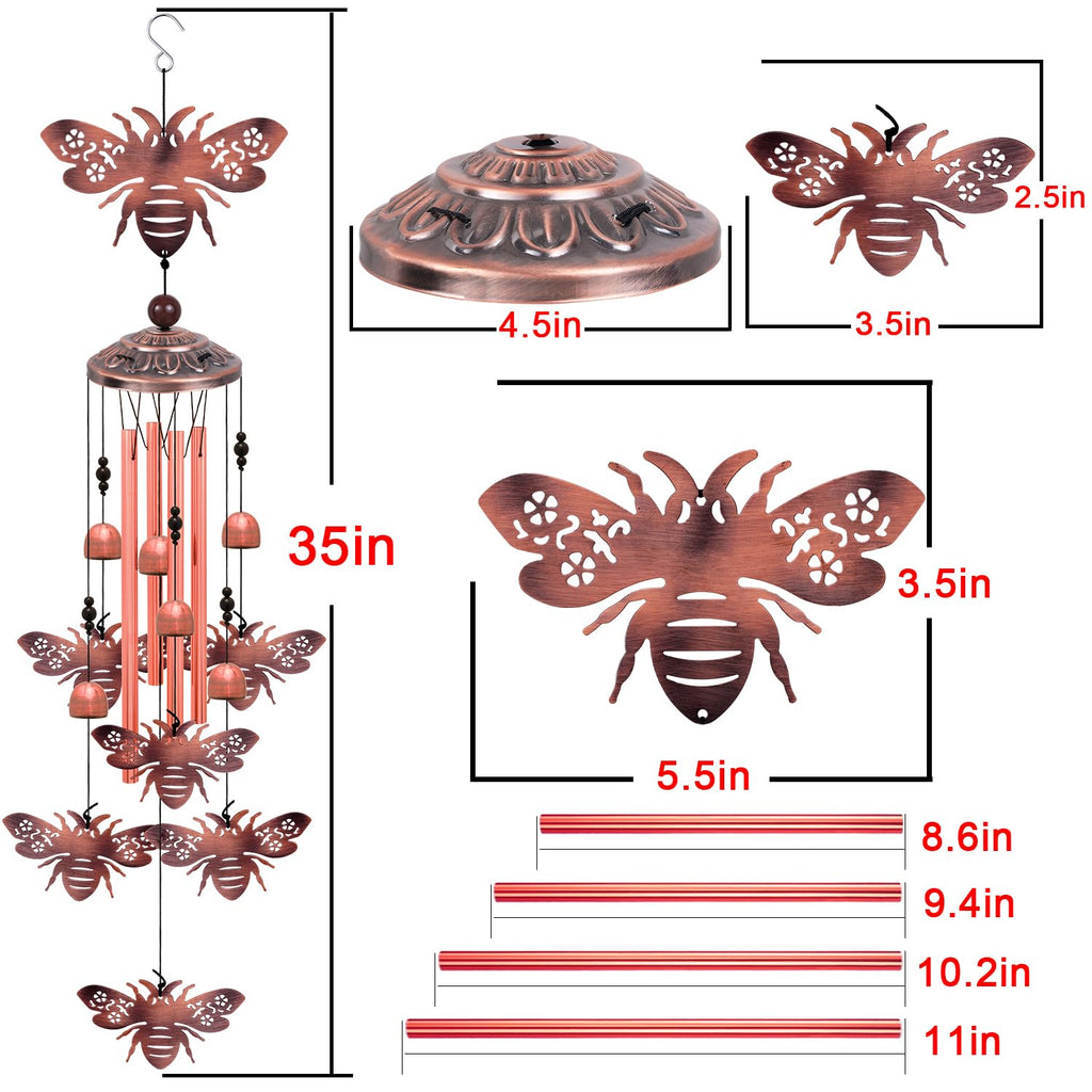Outdoor Bees Wind Chimes, Gifts for Mom & Grandma & Family, Music Wind Catcher, Mobile Bee Ornaments, Memorial Windchime, Blessing Wind Bells for Indoor,Home,Balcony,Lawn,Tree,Yard, Garden Decoration
