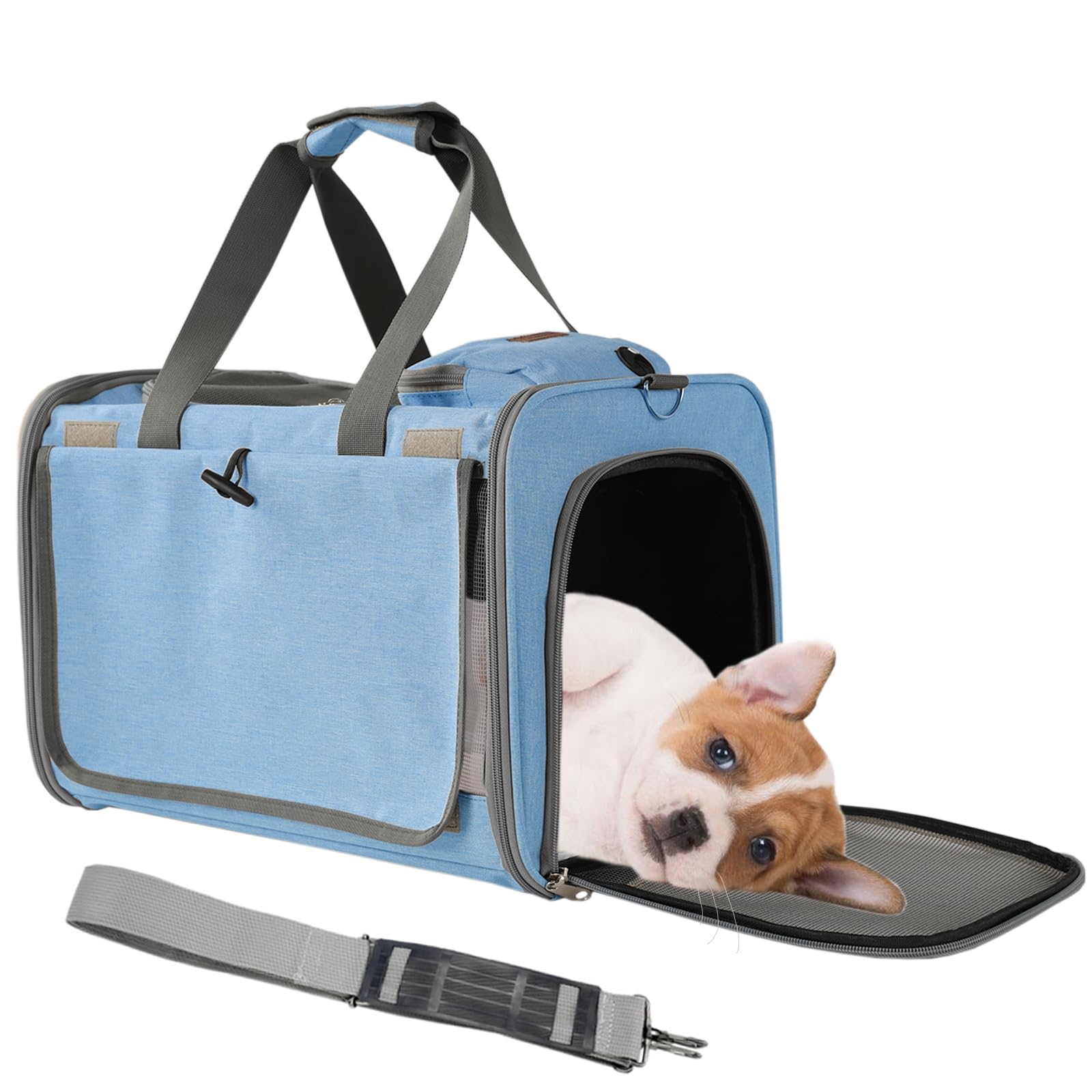 Patazone Cats Carrier Soft Small Dog Carriers for Small Dogs Blue Softsided Pet Carrier Airline Approved,Large Pocket,Breathable,Privacy Protection Pets Bag Travel Outdoor Kitties/Pups Bed
