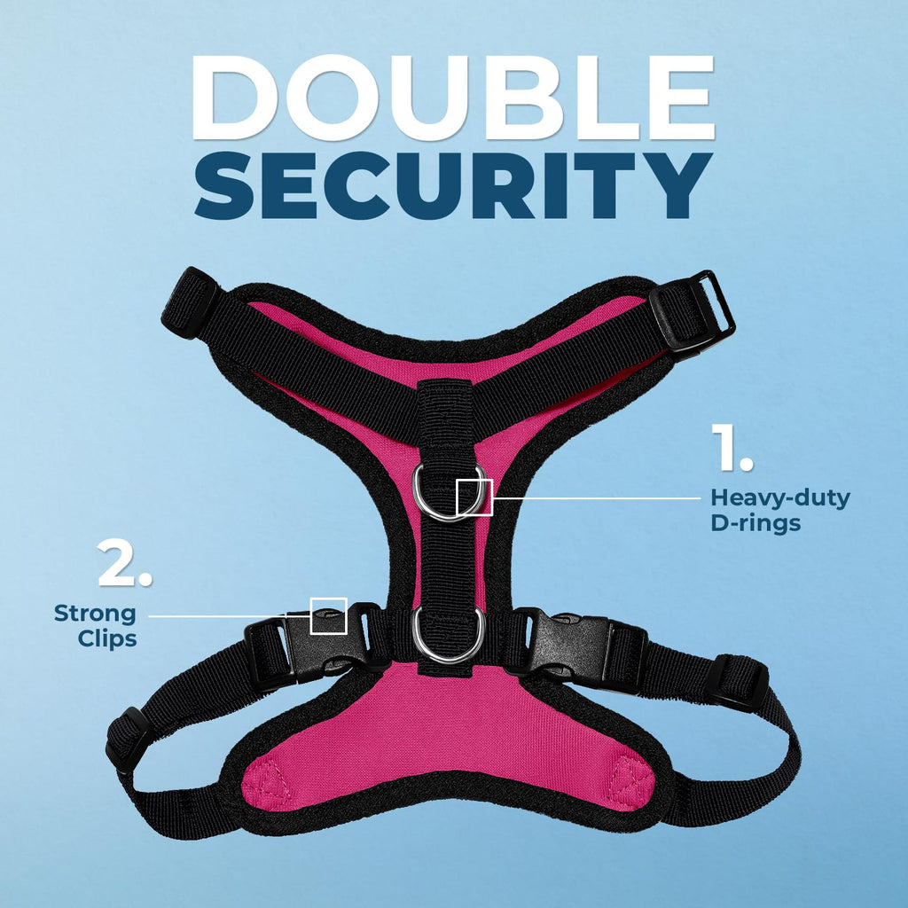 Voyager Step-in Lock Dog Harness - Fuchsia/Black Trim, X-Small