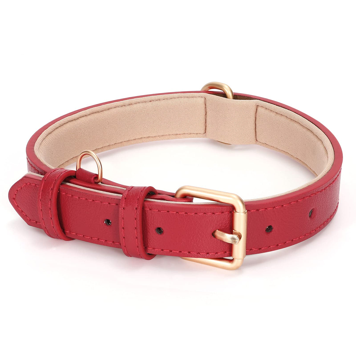WHIPPY Airtag Leather Dog Collar GPS Tracker Air Tag Puppy Collar Adjustable Soft Leather Padded Dog Collar with Airtag Holder Case for Small Medium Large Dog Pet Backpack,Pink,S