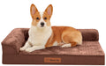 Rainmr Waterproof Dog Bed for Small Dogs - Orthopedic Memory Foam Puppy Couch Sofa, Removable Cover & Anti-Slip Bottom, 35x23 Inches, Brown