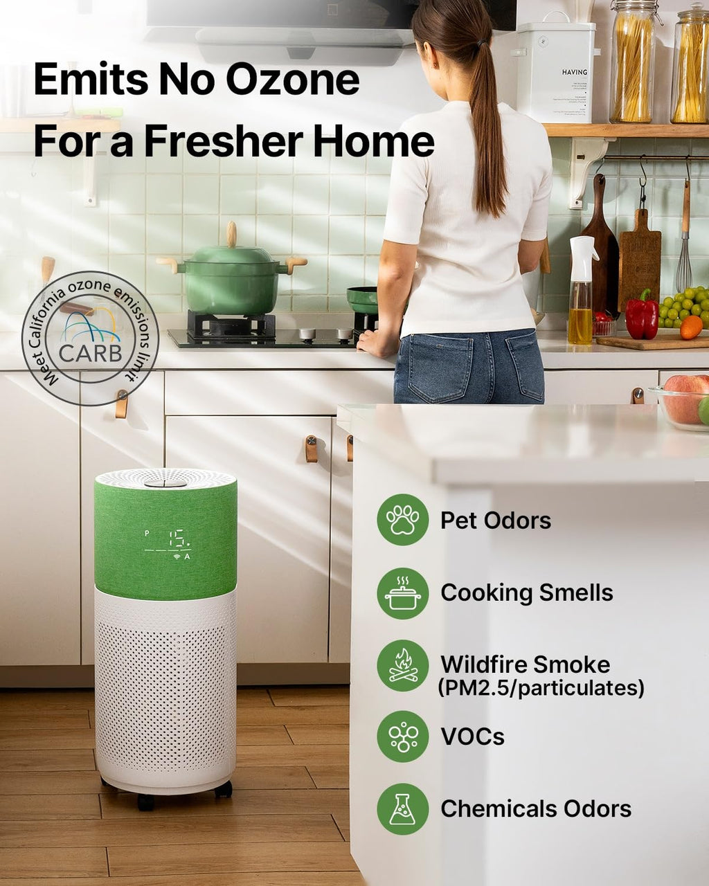 CleanForce Air Purifier for Large Room up to 2,250 ft², H13-Grade HEPA Filtration & Activated Carbon Layer, Captures Dust, Pollen, Smoke & Pet Dander | Smart App & Alexa | Gray, Rainbow Series