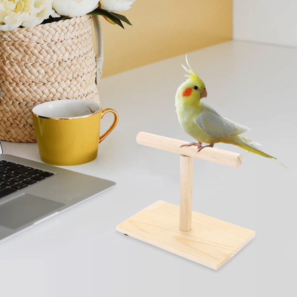Filhome Wooden Bird Training Stand Portable Tabletop Bird Perch T-Stand