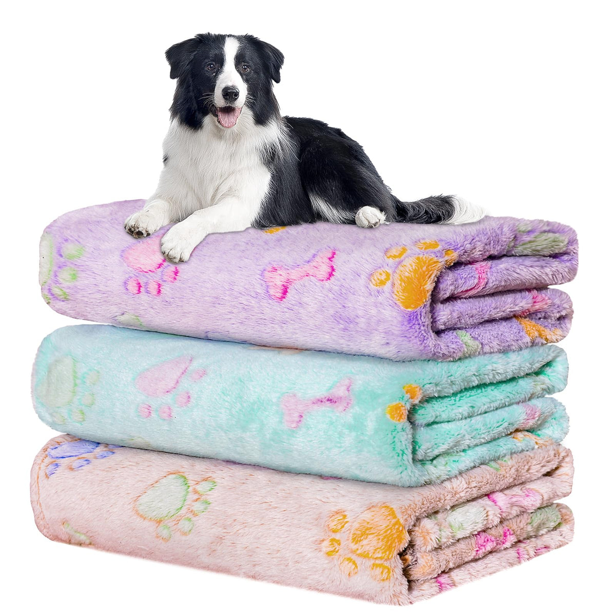 Rezutan 3 Pack Premium Soft Dog Blanket for Medium Dogs Puppy & Cat