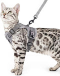 Cat Harness and Leash Set Escape Proof Tactical Small Kitten Harness Emotional Support Cat Vest, Grey, S