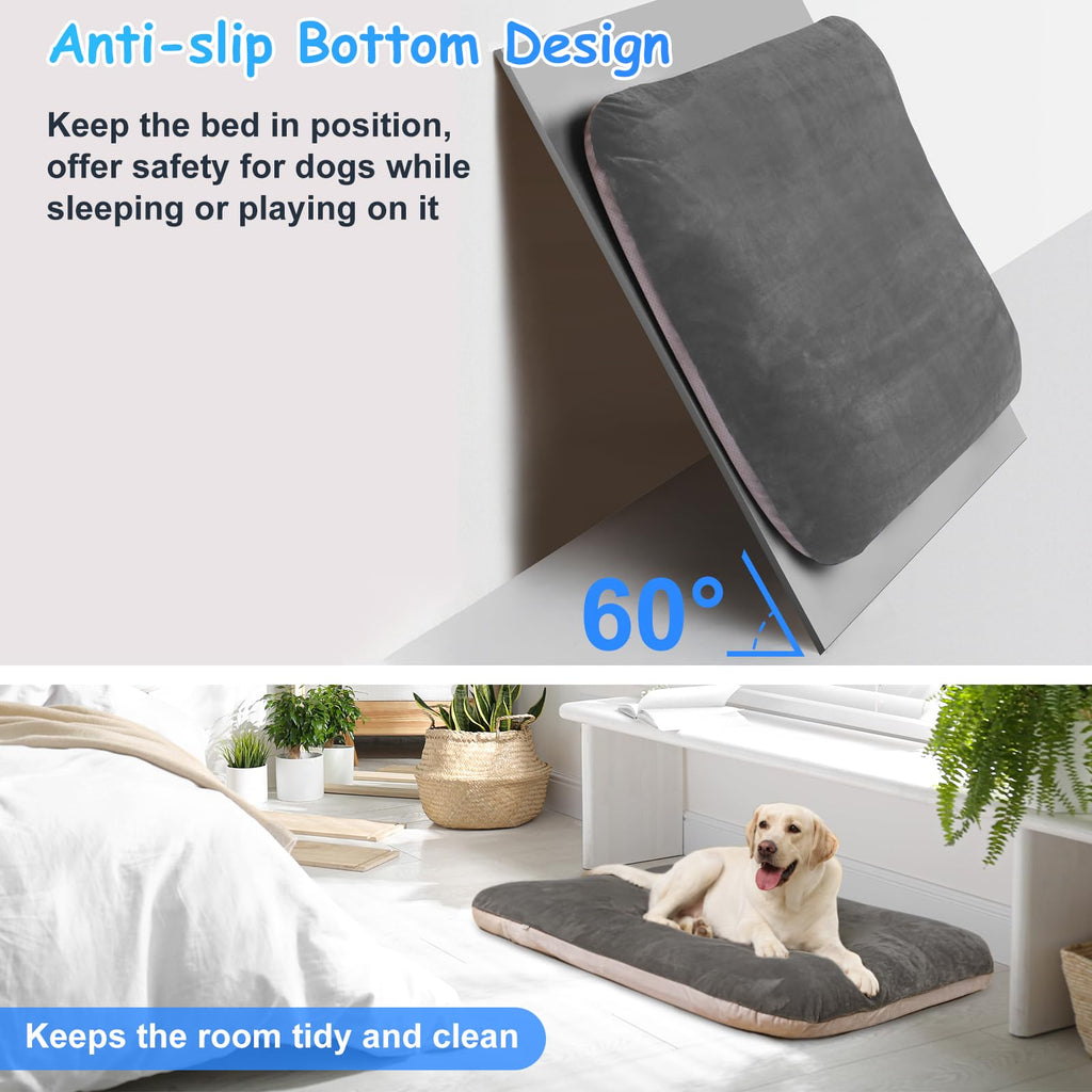 Magic Dog Super Soft Large Dog Bed, 39 Inches Orthopedic Foam Pet Beds with Anti Slip Bottom, Dog Sleeping Mattress with Removable and Washable Cover, Grey