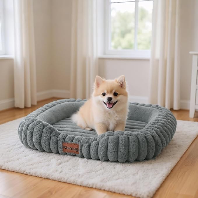 KISIMUY Orthopedic Dog Bed, Memory Foam Bolster Bed for Small Dogs