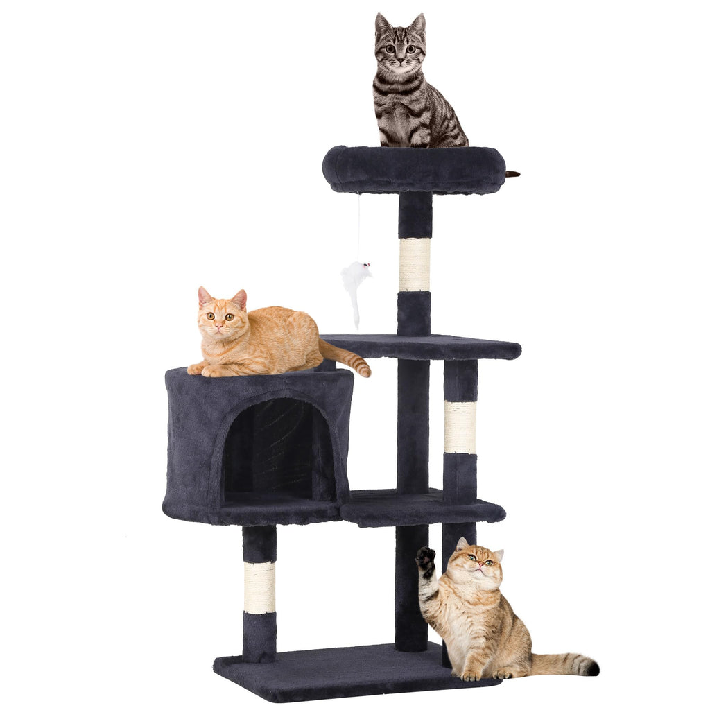 FDW | 36" Cat Tree Tower | Dark Gray | Multi-Level Indoor Activity Center with Sisal Scratching Posts, Condos, Plush Perches, Hanging Cat Toys | Sturdy, Easy to Assemble | for Kittens & Adult Cats
