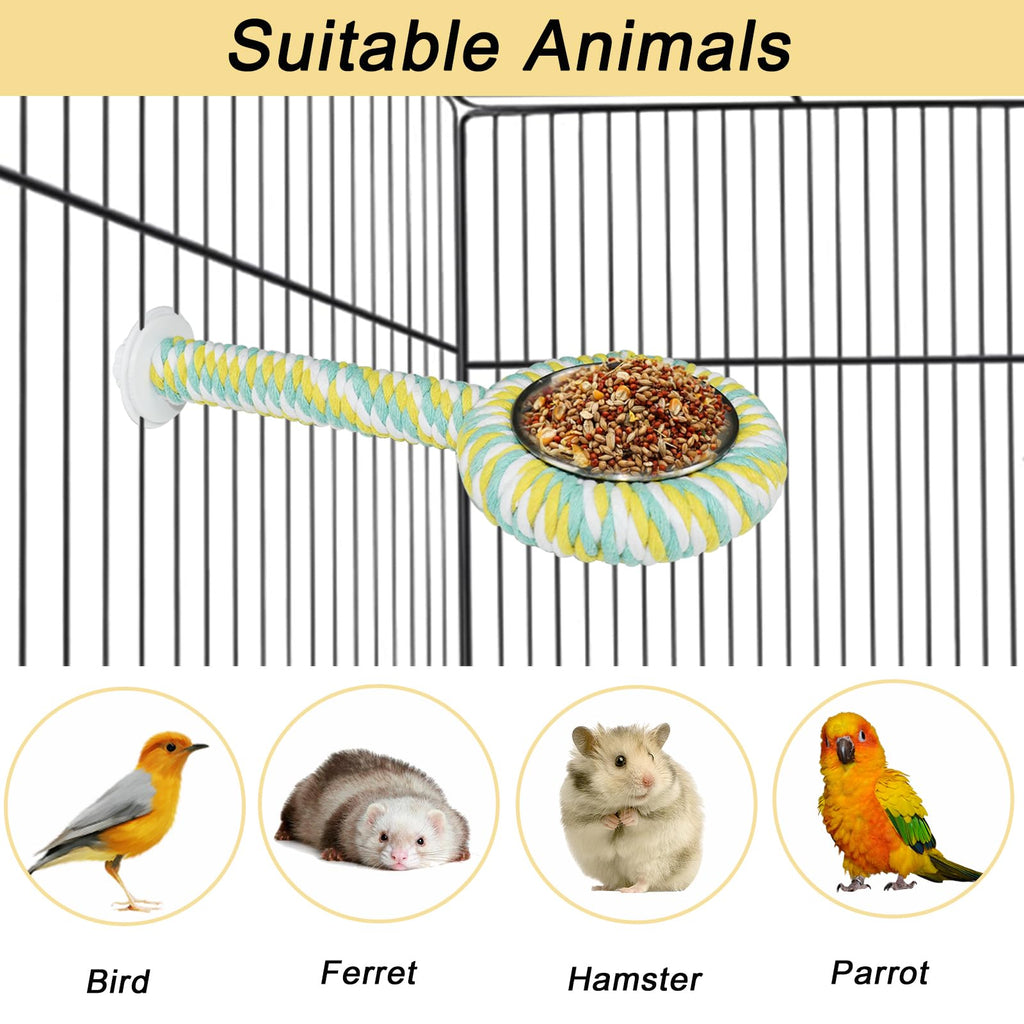 ASOCEA Bird Perch Feeding Cup,Bird Bowls for Cage Parakeet Feeder Parrot Food Bowls Parrot Cage Accessory for Budgie Lovebird Cockatiel Parakeet Canary Finch Small Parrots,Colorful