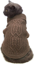 Stretchy Cat Sweater - 17 Colors & 6 Sizes | Snug Winter-Ready Knit for Boy/Girl Cats & Kittens (Brown, Large)