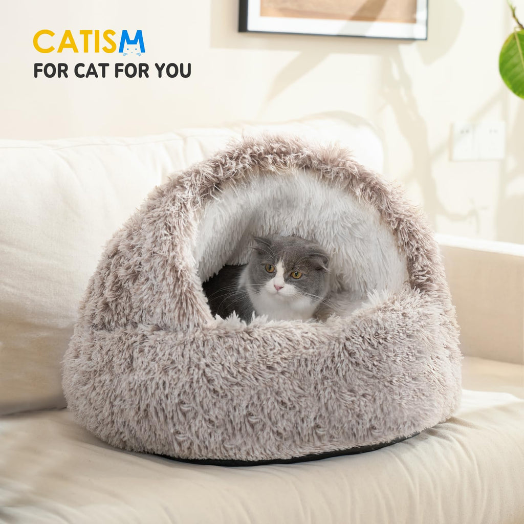 CATISM Cat Bed Hooded Cat Beds for Indoor Cats Covered Cat Beds