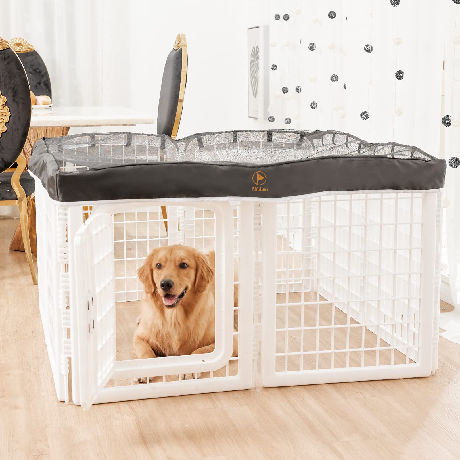 PJYuCien Square Playpen Top Cover for 24'' Width 8 Panel Pen, Black