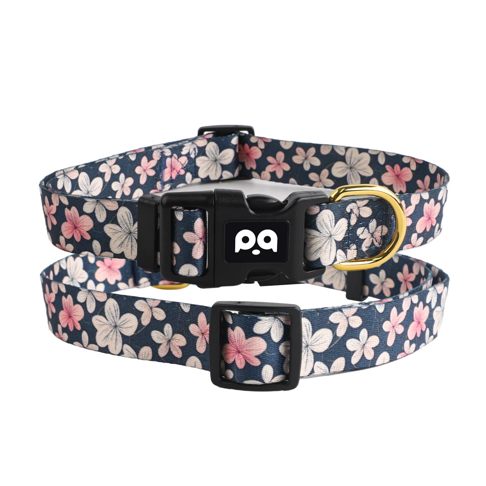 QQPETS Adjustable Soft Dog Collar: Print Flower Pink Multicolor Cute Patterns for XS Small Medium Large Pet Girl Boy Puppy Walking Running Training