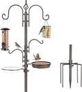 Bird Feeding Station Kit with Squirrel Baffle Bird Feeder Pole with Suet Cage Mesh Tray Fruit Hook Double W Hook for Attracting Wild Birds and Hanging Planter Hanger Lights