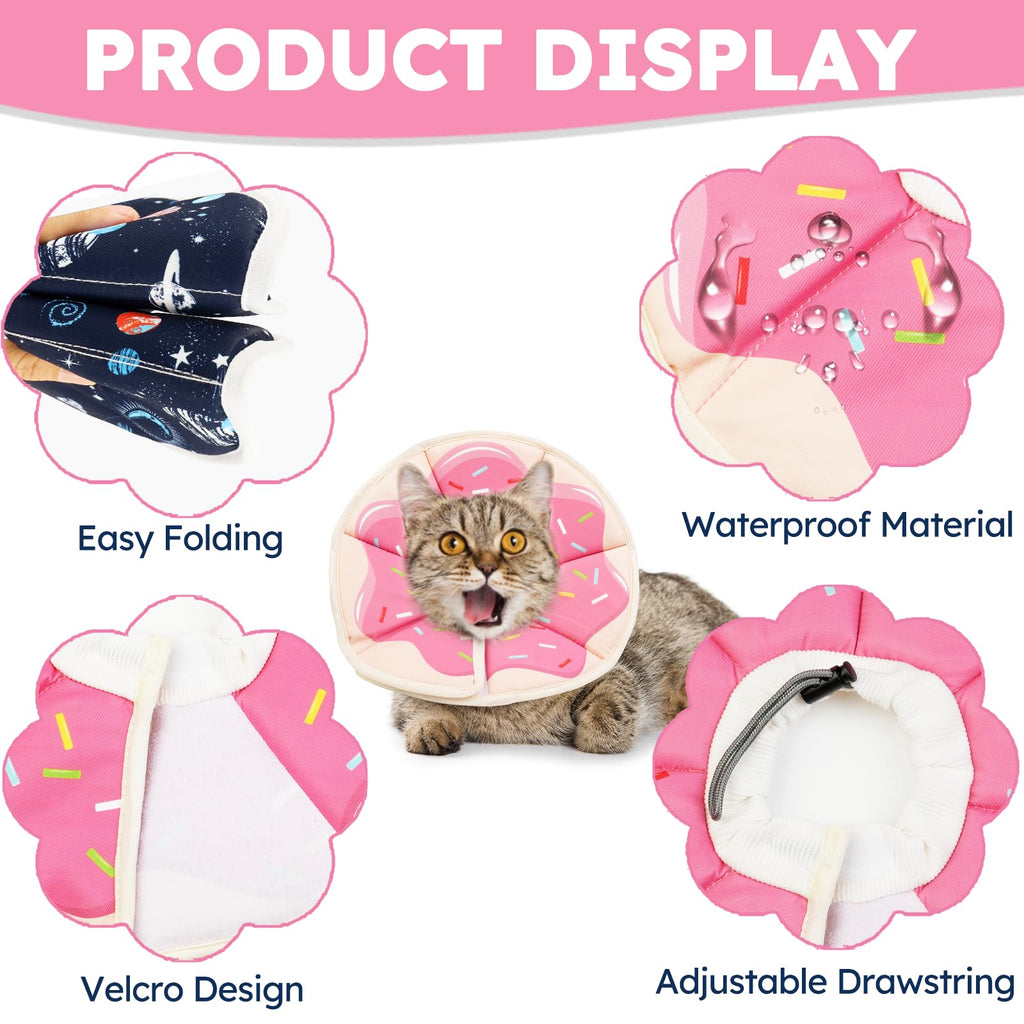 Cat Cone Collar Soft, Waterproof Cat Recovery Collar After Surgery, Adjustable Pet Donut Collar, Safety Elizabethan Collar to Prevent Licking Wounds for Kittens, Pet Cone Alternative