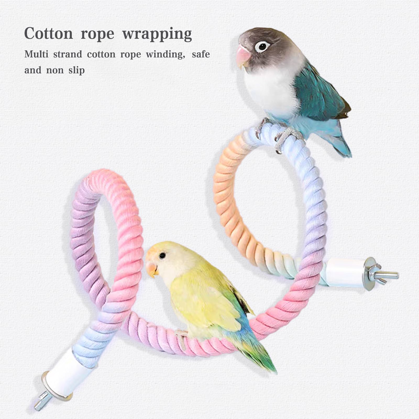 3pcs Gradient Colorful Bird Rope Perch Stand