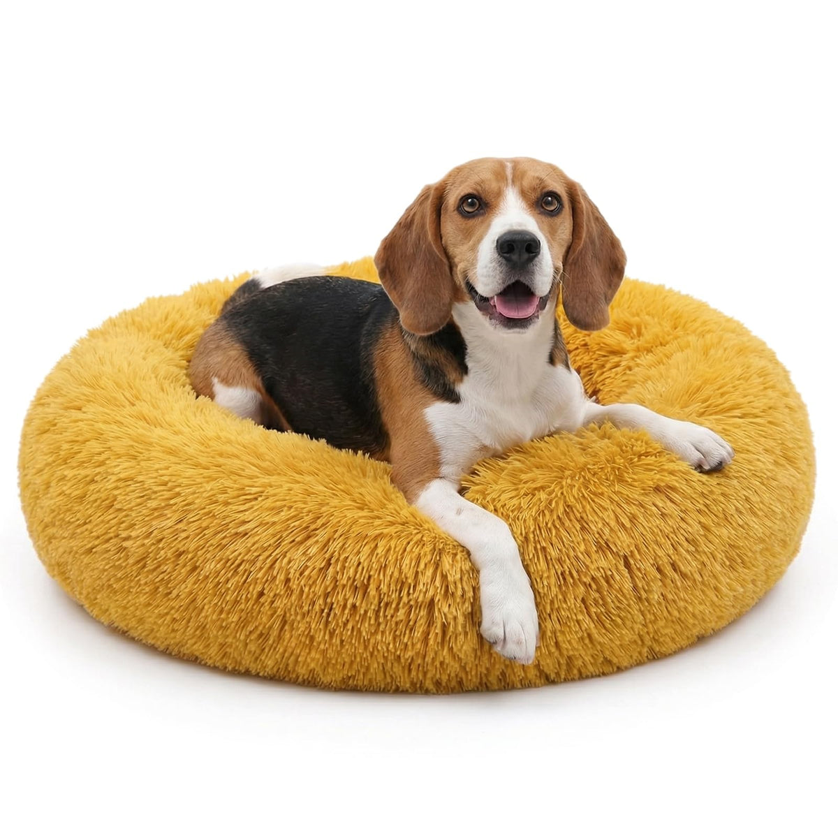 nononfish Round Calming Dog Bed,Plush Donut Pet Bed for Small Dogs