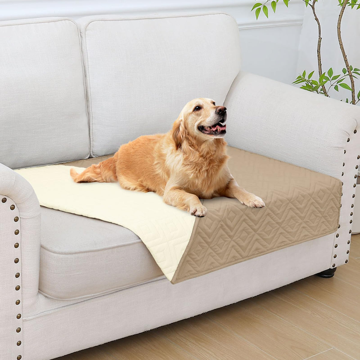 hyha Waterproof Reversible Dog Blanket, Pet Blanket for Sofa Couch