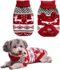Vehomy Dog Christmas Sweaters Pet Winter Knitwear Xmas Clothes Classic Warm Coats Reindeer Snowflake Argyle Sweater for Kitty Puppy Cat-L