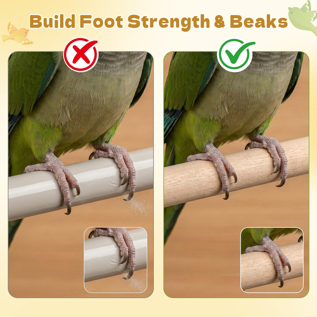 Angoily Dowel Wood Bird Perch Stand Set, Parakeet Perches Parrot Stand Rods