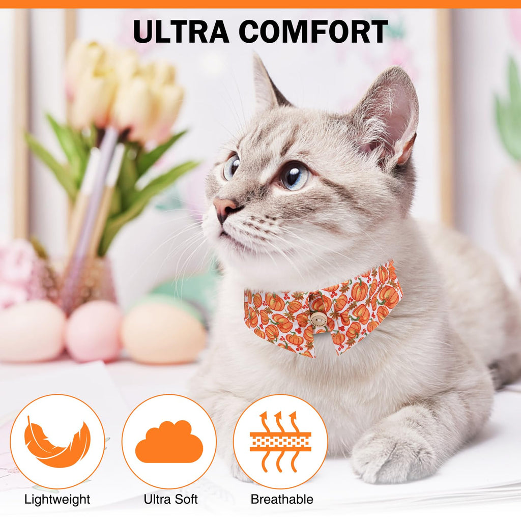 DILLYBUD Thanksgiving Cat Collar Breakaway, Soft Kitten Collars with Bell