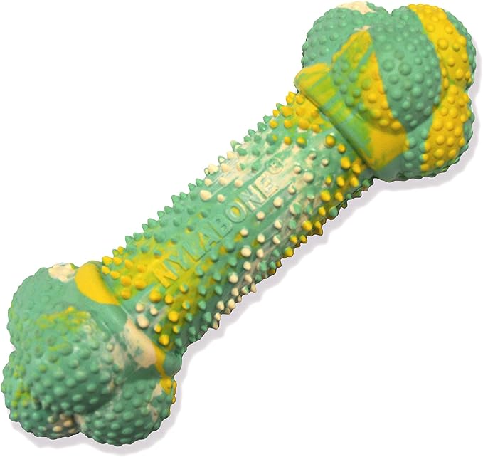 Nylabone Puppy Chew Double Action Bone Rubber Dog Chew Toy, Medium