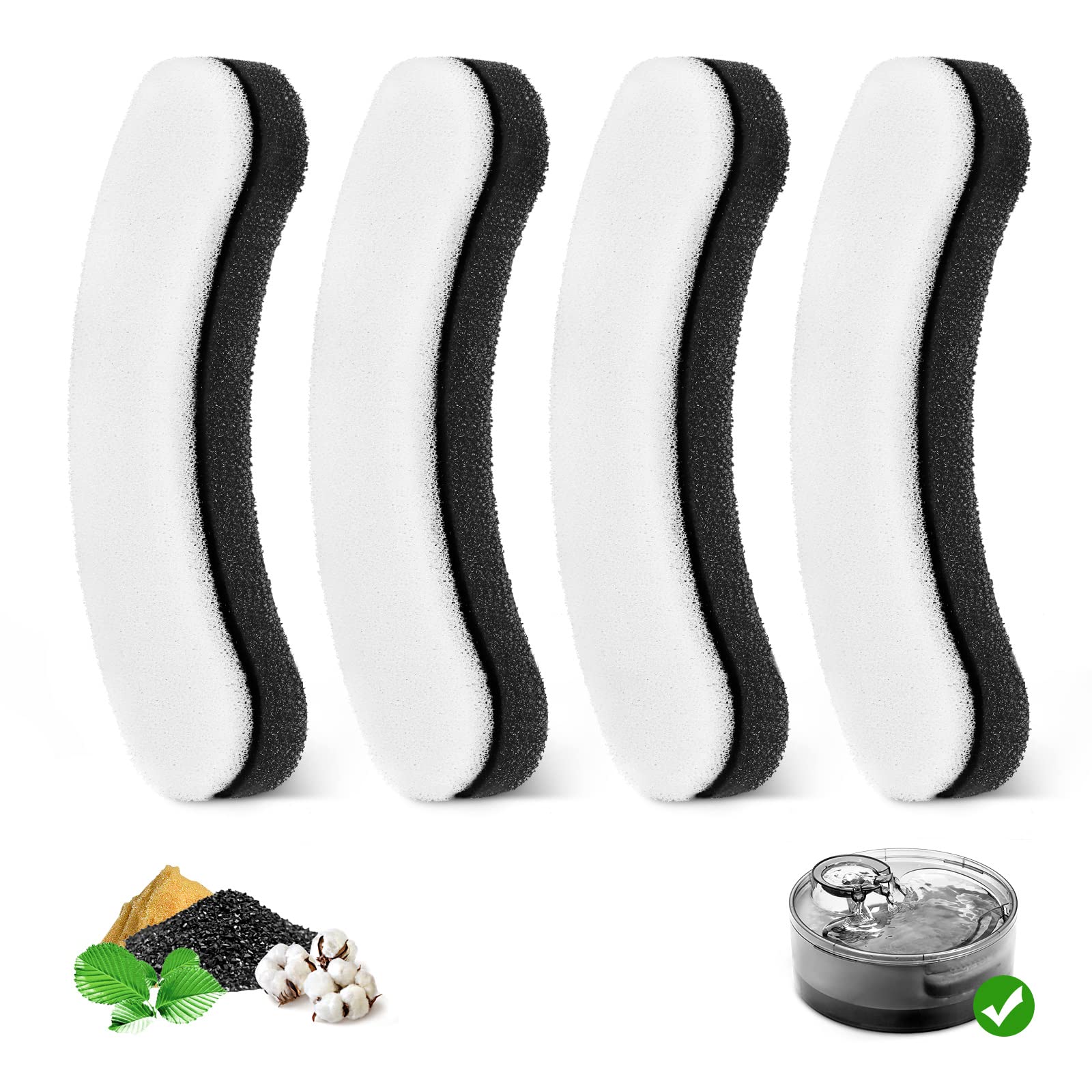 BFLICROY 4 Pack Replacement Filters for DF10 & DF30 Automatic Pet Water Dispenser, Triple Filtration Dog Water Filter Replacement, Carbon Cat Water Fountain Filters