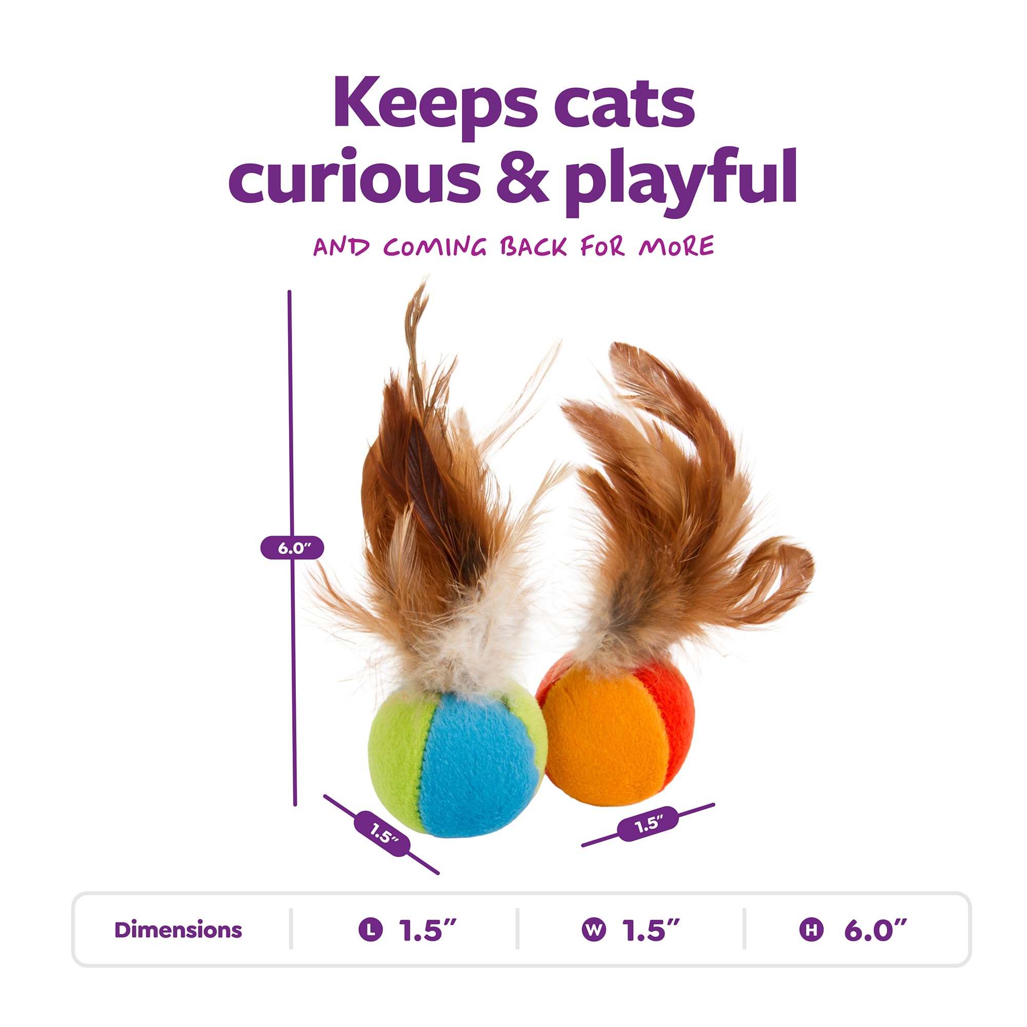 SmartyKat Flutter Balls Catnip Plush and Feather Cat Toys, Erratic Motion for Batting & Pouncing Fun for Cats & Kittens, Set of 2