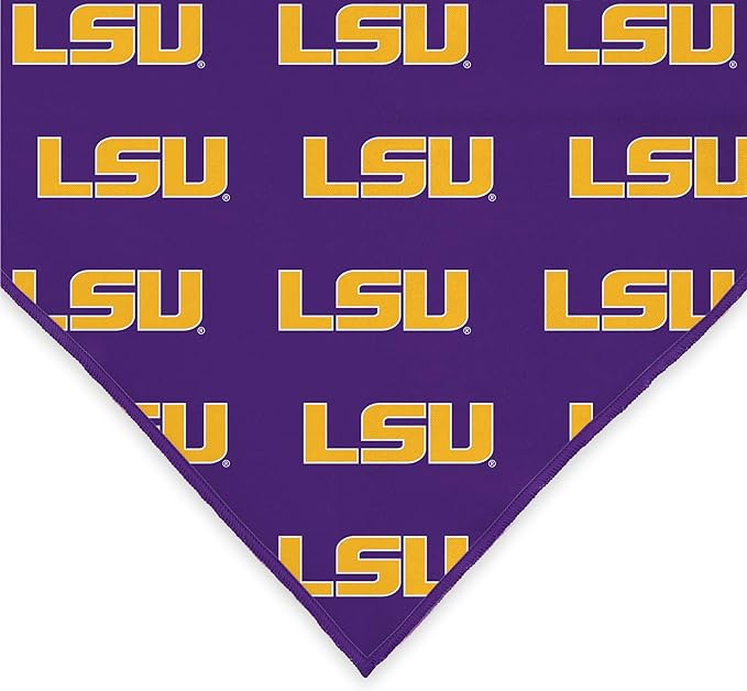 LSU Tigers Officially Licensed Bandana for Dogs and Cats | Fits Pets Great Gift Idea | Easy-to-Tie (Small, 13")