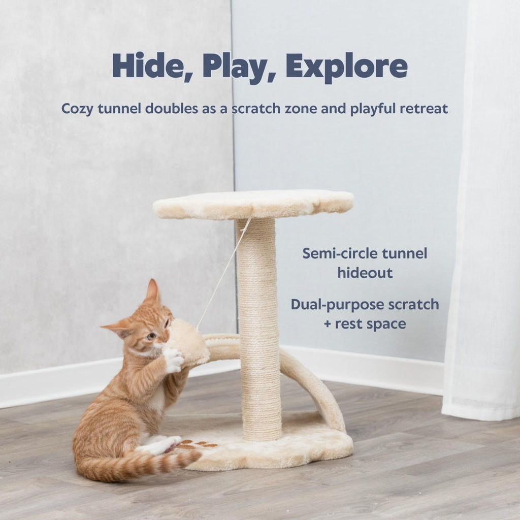 TRIXIE Vitoria 16.9-in Cat Tree for Kittens, Kitty Scratching Post, Sisal Covered Scratcher, Dangling Cat Toy, Beige