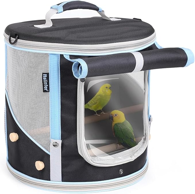 halinfer Bird Carrier Bag for Small to Large Bird, Portable Travel Carrier Cage with Standing Perches Metal Tray and Grate (Orange