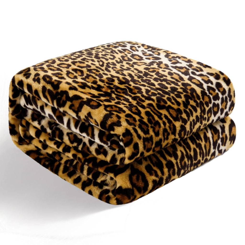 Bnuitland Leopard Print Fleece Flannel Throw Blanket, 300 GSM Double Sided Fuzzy Fluffy Throw for Bed Sofa Couch Travel, Super Soft Lightweight Cheetah Print Blanket for Adults/Baby/Pets, 50×40 inch